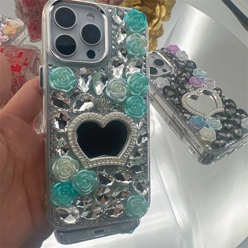 Diamond Phone Case with make-up mirror
