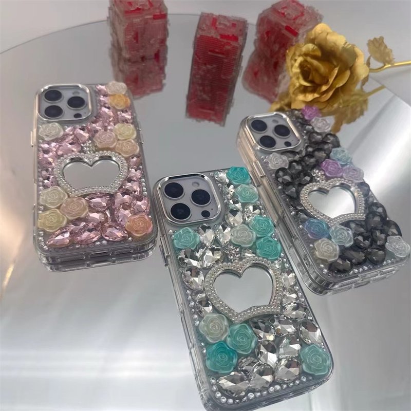 Diamond Phone Case with make-up mirror