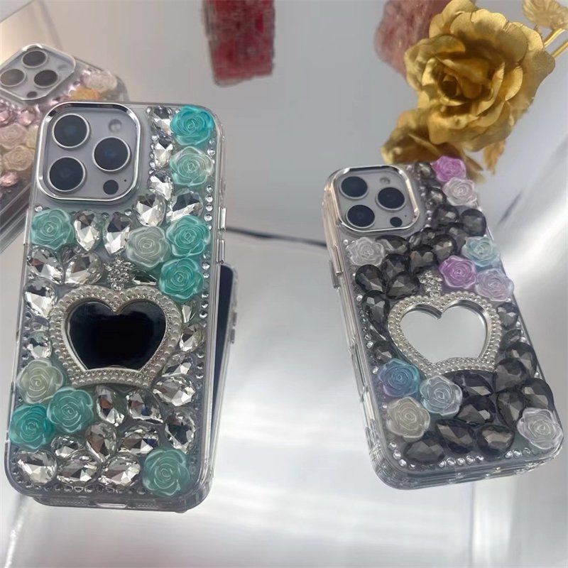 Diamond Phone Case with make-up mirror