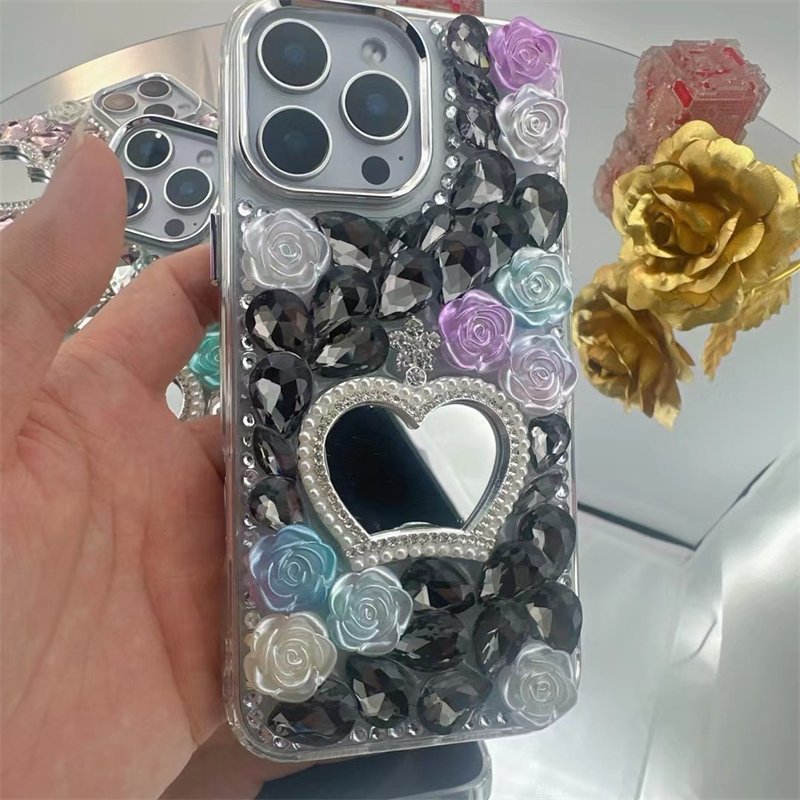 Diamond Phone Case with make-up mirror