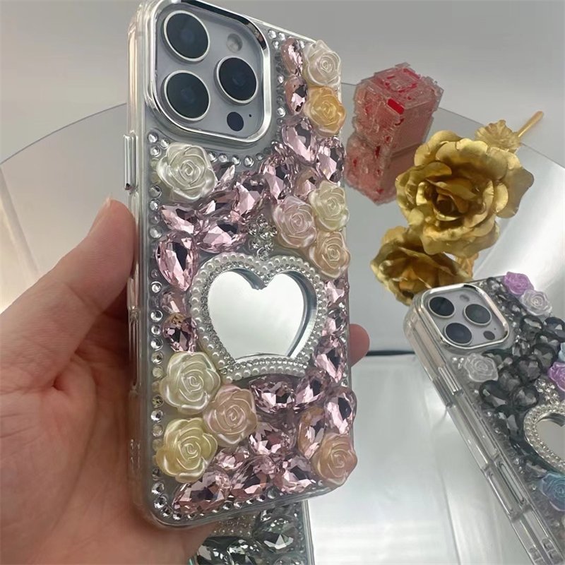 Diamond Phone Case with make-up mirror
